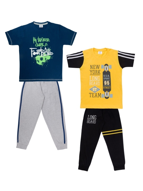 Todd N Teen Boys Set of 2 Navy Blue & Yellow Printed Pure Cotton T-shirt with Trousers
Todd N Teen Boys Set of 2 Navy Blue & Yellow Printed Pure Cotton T-shirt with Trousers