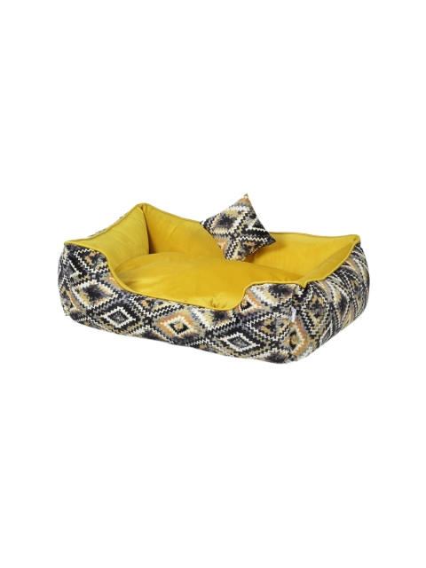WIGGLE TWIDDLE Yellow Printed Medium Size Pet Lounger Bed