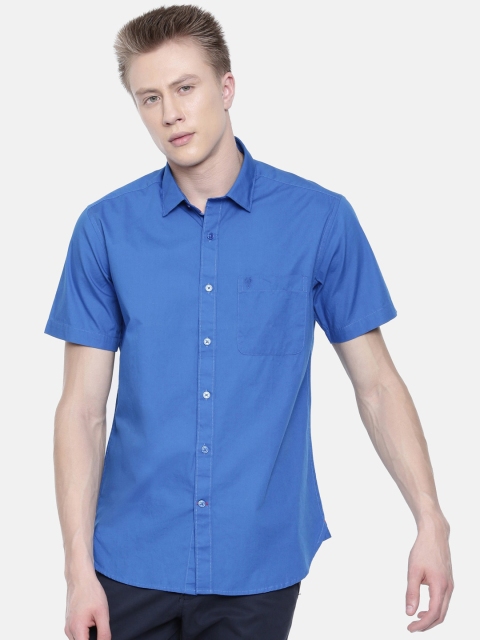 Classic Polo Men Blue Slim Fit Opaque Cotton Casual Shirt