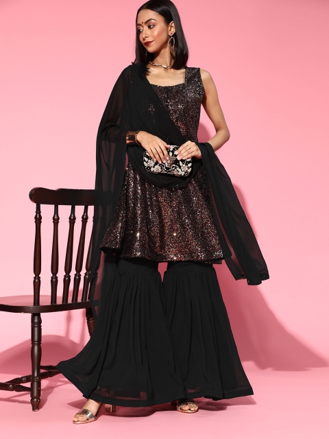 Chhabra 555 Sleek Silk Blend Kurta Set, Black
