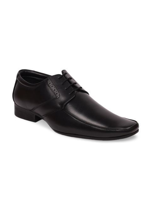 Fortune By Liberty Men Black Solid Leather Formal Derbys