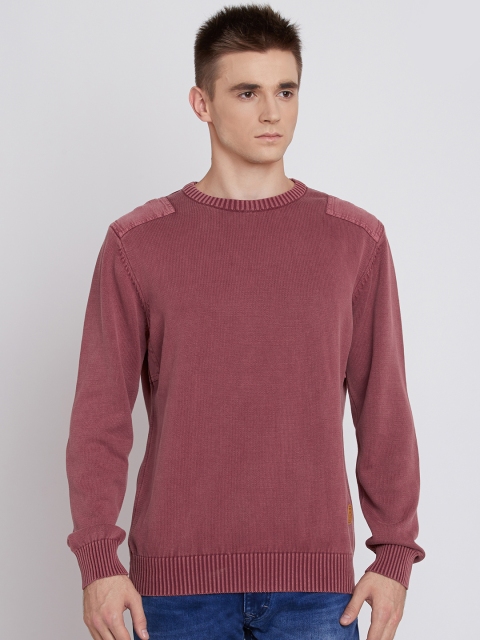Flying Machine Men Dusty Pink Solid Sweater
