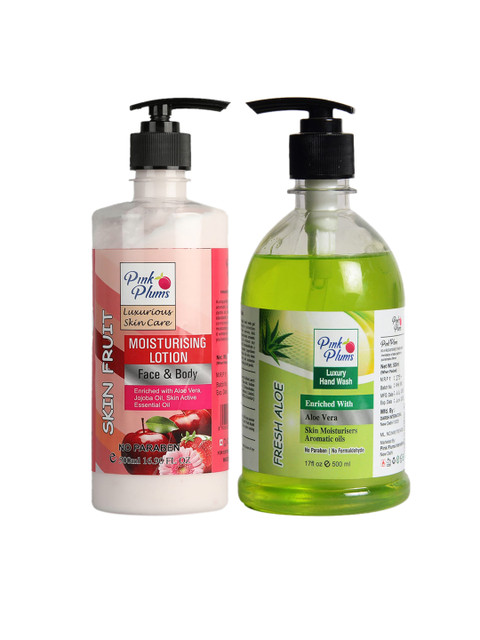 Pink Plums Pack of 2 Skin Fruit Moisturizing Lotion & Fresh Aloe Hand Wash Set, Multi
Pink Plums Pack of 2 Skin Fruit Moisturizing Lotion & Fresh Aloe Hand Wash Set, Multi