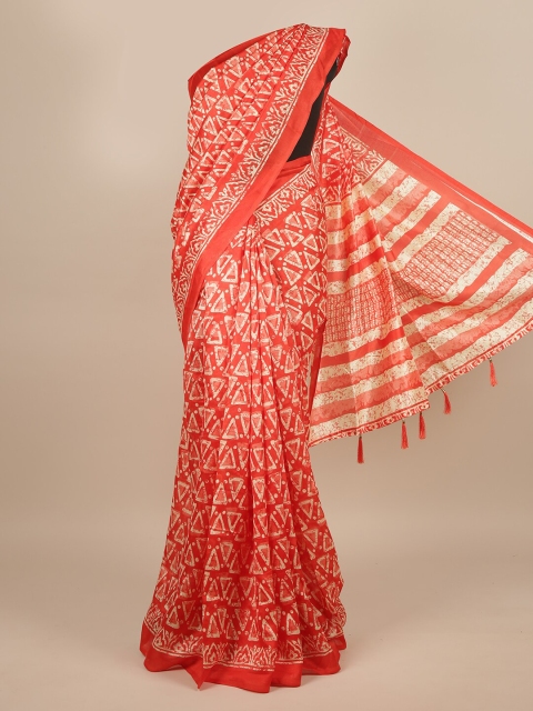 Pothys Orange & White Saree