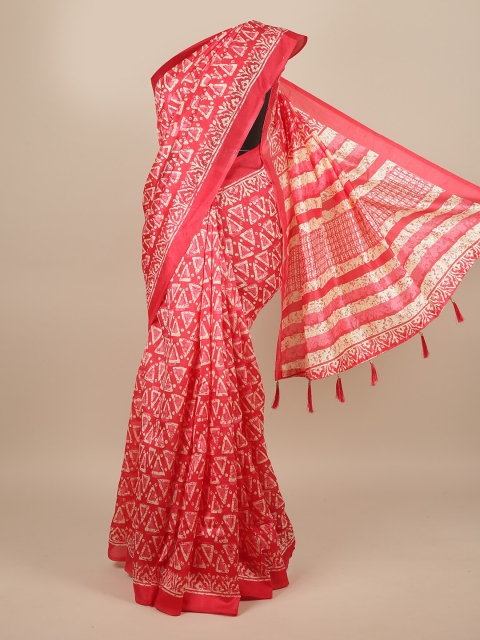 Pothys Pink & Cream-Coloured Saree