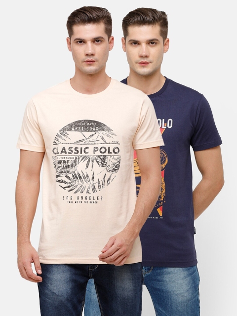 Classic Polo Men Pack Of 2 Blue & Cream-Coloured Typography Printed Slim Fit T-shirt
Classic Polo Men Pack Of 2 Blue & Cream-Coloured Typography Printed Slim Fit T-shirt