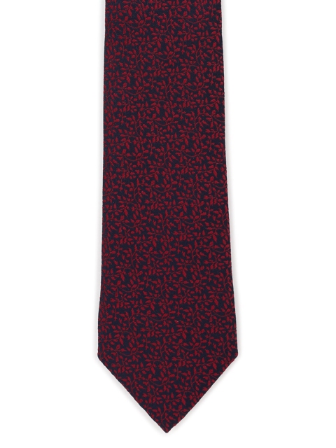 Louis Philippe Men Maroon & Navy Blue Woven Design Broad Tie