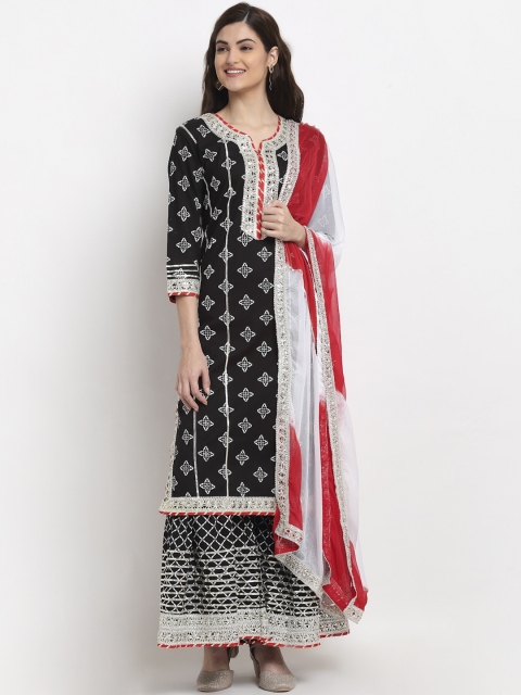 ANAISA Women Black Floral Printed Panelled Gotta Patti Pure Cotton Kurta with Skirt & With Dupatta
ANAISA Women Black Floral Printed Panelled Gotta Patti Pure Cotton Kurta with Skirt & With Dupatta