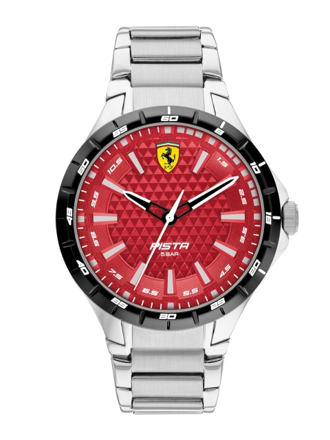 SCUDERIA FERRARI Men Red Brass Dial & Silver Stainless Steel Straps Analogue Watch 0830865
SCUDERIA FERRARI Men Red Brass Dial & Silver Stainless Steel Straps Analogue Watch 0830865