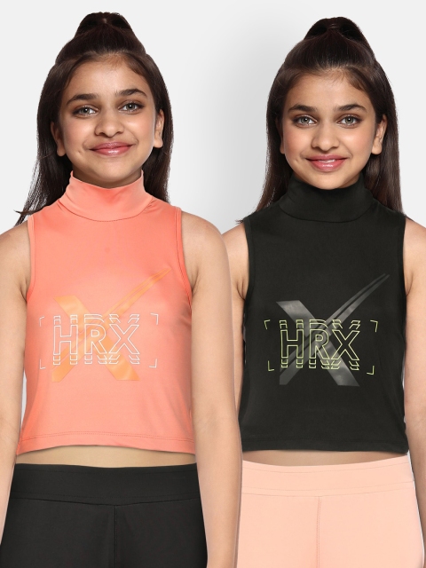 HRX by Hrithik Roshan U-17 Girls Pack of 2 Solid Antimicrobial Rapid-Dry Active T-shirts, Peach
HRX by Hrithik Roshan U-17 Girls Pack of 2 Solid Antimicrobial Rapid-Dry Active T-shirts, Peach