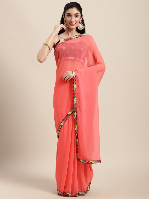 Tikhi Imli Pink & Multicoloured Mirror Work Saree