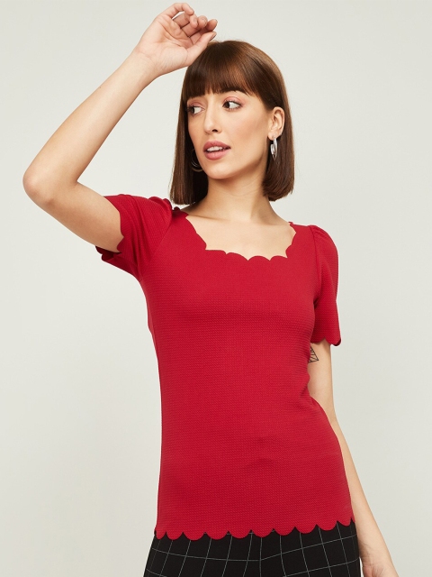 CODE by Lifestyle Red Fitted Top