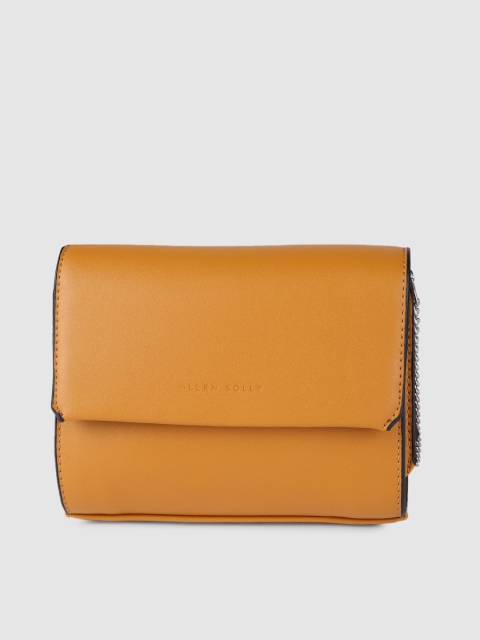 Allen Solly Mustard Yellow Solid Structured Sling Bag