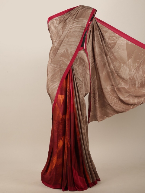 Pothys Brown & Red Printed Saree
