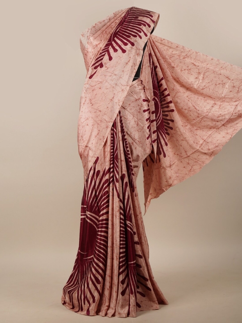 Pothys Pink & Maroon Floral Printed Saree