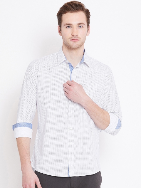 JUMP USA Men White Opaque Checked Casual Shirt