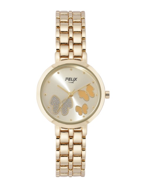 FELIX Women Gold-Toned Embellished Stainless Steel Bracelet Style Analogue Watch F90529LGL
FELIX Women Gold-Toned Embellished Stainless Steel Bracelet Style Analogue Watch F90529LGL
