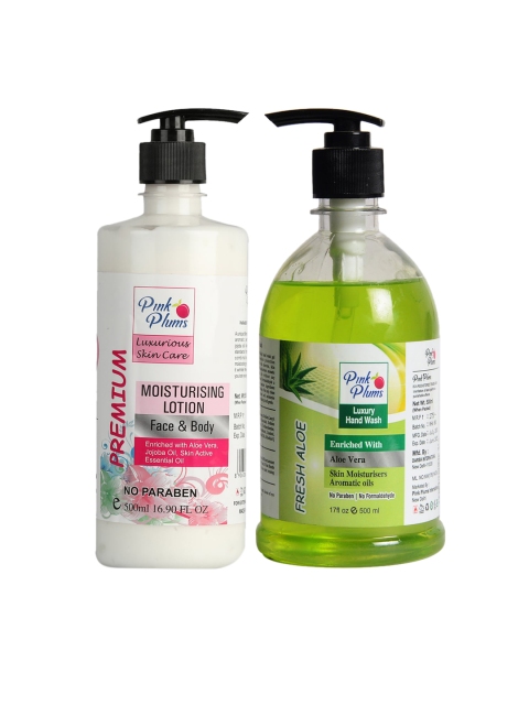 Pink Plums Unisex Aloe Vera Handwash & Aromatic Face & Body Moisturizer-1000 ml, Assorted
Pink Plums Unisex Aloe Vera Handwash & Aromatic Face & Body Moisturizer-1000 ml, Assorted