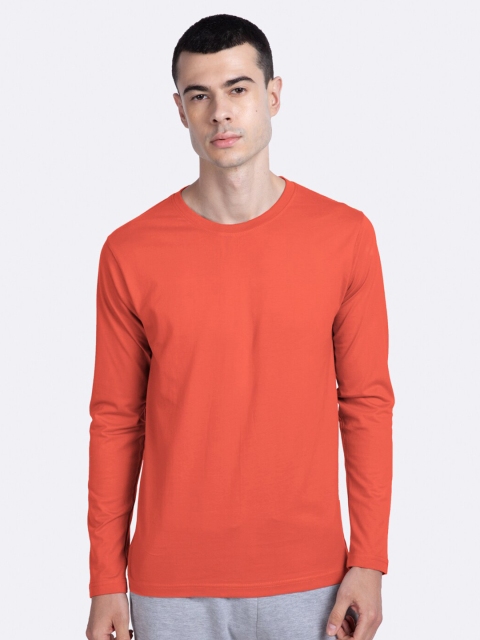 Bewakoof Men Red Solid Long Sleeves T-shirt