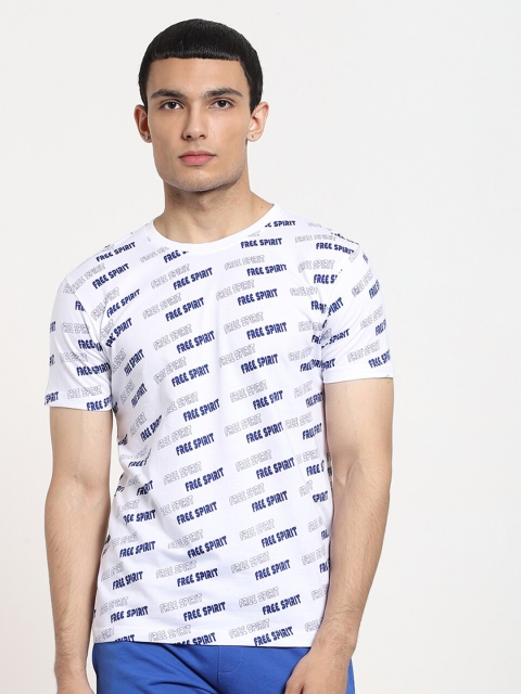 Bewakoof Men White Typography Printed Raw Edge T-shirt