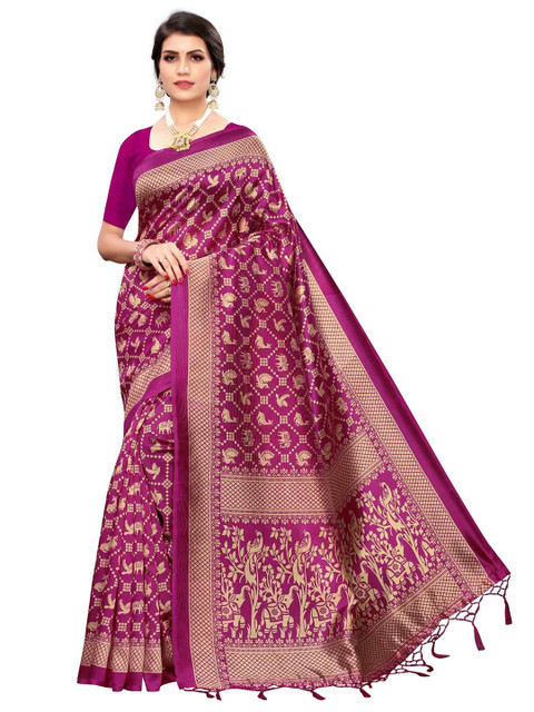 MOKSHA DESIGNS Magenta & Gold-Toned Woven Design Pure Silk Banarasi Saree 
MOKSHA DESIGNS Magenta & Gold-Toned Woven Design Pure Silk Banarasi Saree