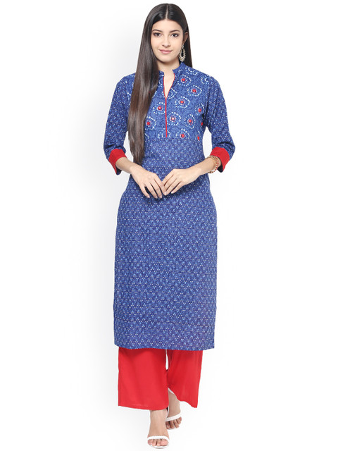Jaipur Kurti Women Blue Printed Straight Kurta
Jaipur Kurti Women Blue Printed Straight Kurta