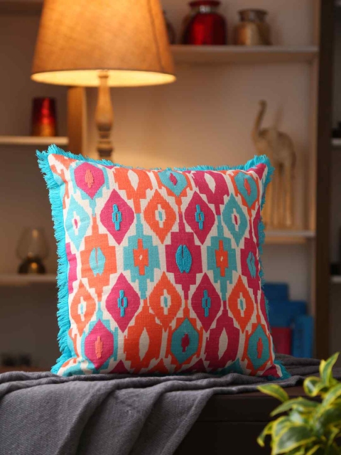 Amoliconcepts Multicoloured Geometric Printed Cotton Square Cushion Covers With Lace, Multi
Amoliconcepts Multicoloured Geometric Printed Cotton Square Cushion Covers With Lace, Multi