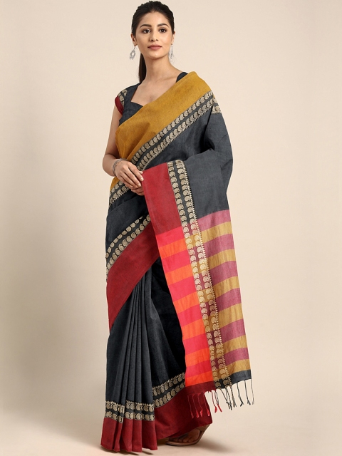 Kalakari India Black & Multicoloured Woven Design Kutchi Embroidery Pure Cotton Jamdani Saree
Kalakari India Black & Multicoloured Woven Design Kutchi Embroidery Pure Cotton Jamdani Saree