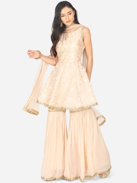 BOMBAY SELECTIONS Women Peach-Coloured Embroidered Sequinned Kurta with Sharara & Dupatta
BOMBAY SELECTIONS Women Peach-Coloured Embroidered Sequinned Kurta with Sharara & Dupatta