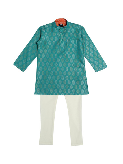 NEUDIS Boys Turquoise Blue & Off-White Ethnic Motifs Printed Regular Kurta With Pyjamas
NEUDIS Boys Turquoise Blue & Off-White Ethnic Motifs Printed Regular Kurta With Pyjamas