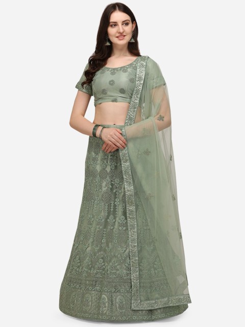 V SALES Green & Grey Embroidered Thread Work Semi-Stitched Lehenga & Unstitched Blouse With Dupatta
V SALES Green & Grey Embroidered Thread Work Semi-Stitched Lehenga & Unstitched Blouse With Dupatta