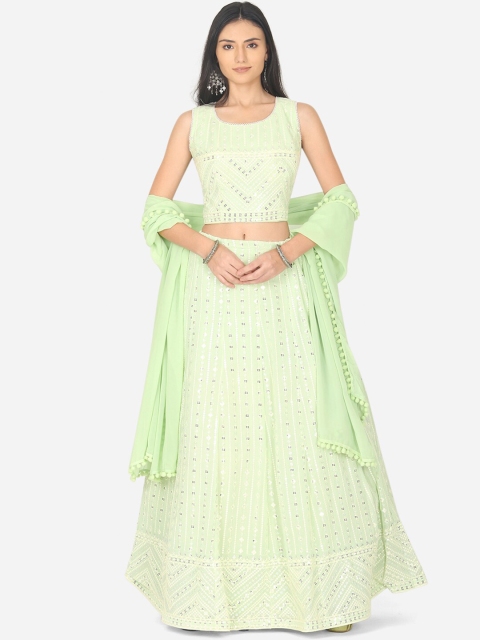 BOMBAY SELECTIONS Green & White Embroidered Ready to Wear Lehenga & Blouse With Dupatta
BOMBAY SELECTIONS Green & White Embroidered Ready to Wear Lehenga & Blouse With Dupatta