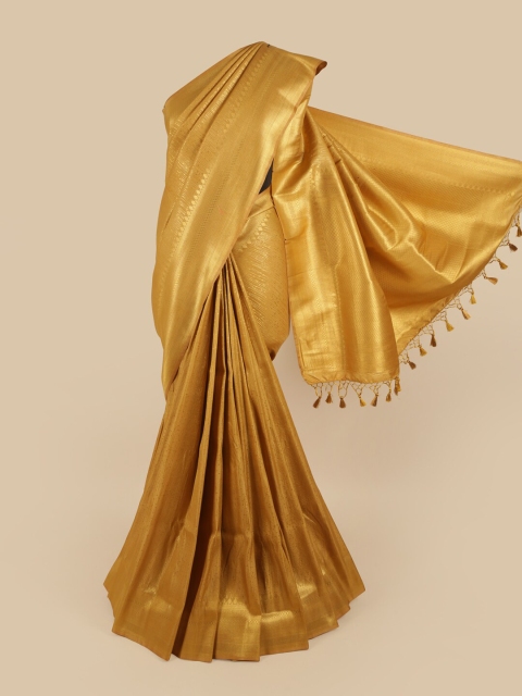 Pothys Mustard & Gold-Toned Woven Design Zari Art Silk Saree