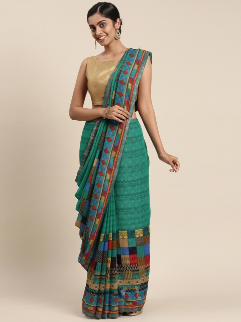 Triveni Green Printed Saree