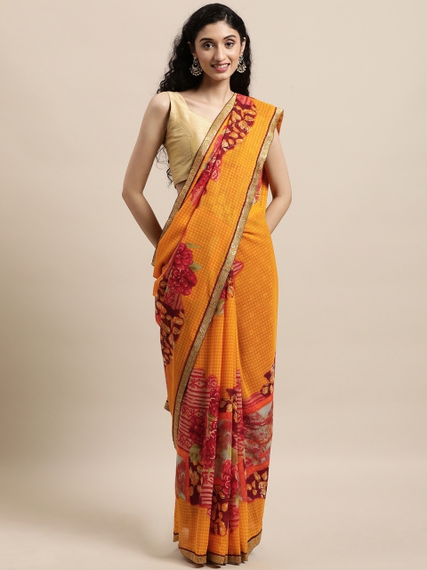 Triveni Yellow Floral Saree