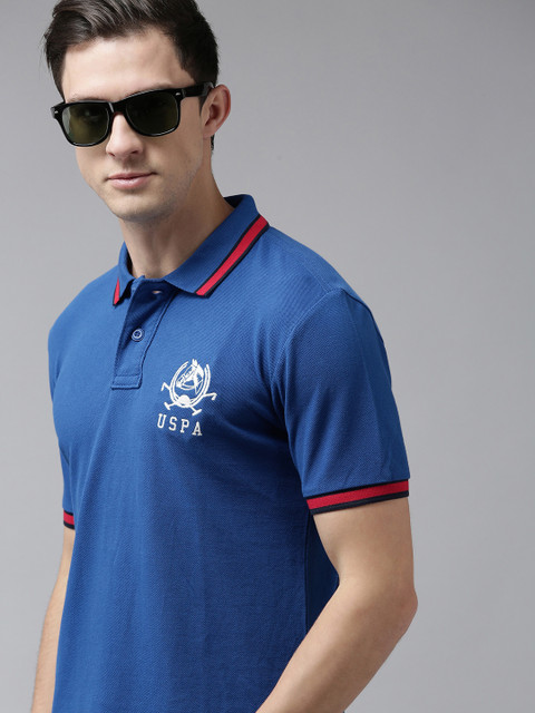 U S Polo Assn Men Blue Brand Logo Printed Polo Collar Slim Fit Pure Cotton Casual T-shirt
U S Polo Assn Men Blue Brand Logo Printed Polo Collar Slim Fit Pure Cotton Casual T-shirt