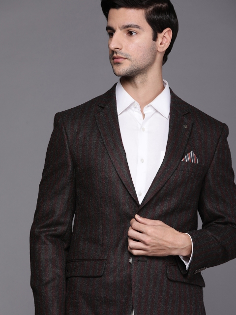 Louis Philippe Men Charcoal Grey Striped Slim Fit Pure Wool Single-Breasted Formal Blazer
Louis Philippe Men Charcoal Grey Striped Slim Fit Pure Wool Single-Breasted Formal Blazer