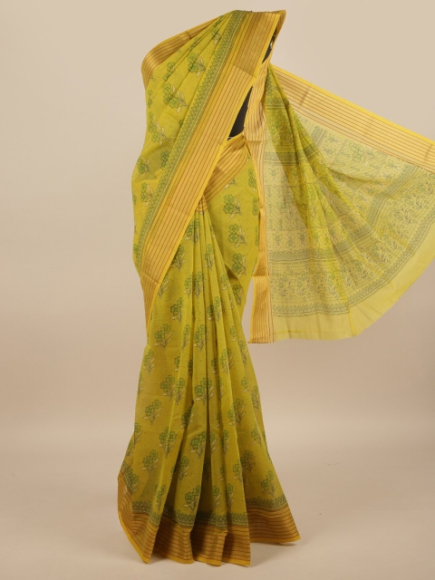 Pothys Olive Green & Red Floral Saree
