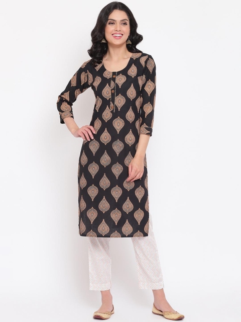 Napra Women Black Ethnic Motifs Printed Regular Pure Cotton Kurta with Trousers
Napra Women Black Ethnic Motifs Printed Regular Pure Cotton Kurta with Trousers