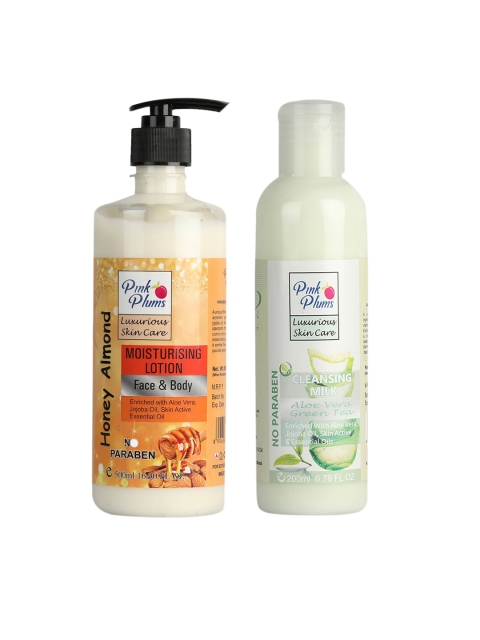Pink Plums 2 Pcs Face & Body Moisturising with Body Lotion Cleansing Milk 700 ml, Multi
Pink Plums 2 Pcs Face & Body Moisturising with Body Lotion Cleansing Milk 700 ml, Multi