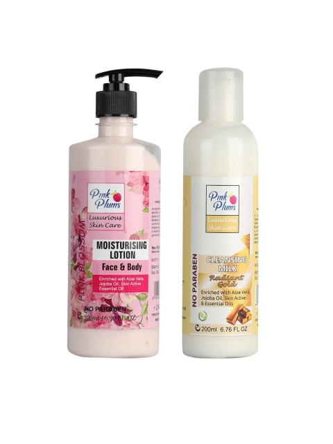 Pink Plums 2 Pcs Face & Body Moisturising with Body Lotion Cleansing Milk 700 ml, Multi
Pink Plums 2 Pcs Face & Body Moisturising with Body Lotion Cleansing Milk 700 ml, Multi