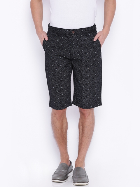 Nature Casuals Men Black Printed Chino Shorts