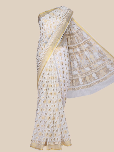 The Chennai Silks Off White & Gold-Toned Woven Design Pure Cotton Fusion Chanderi Saree
The Chennai Silks Off White & Gold-Toned Woven Design Pure Cotton Fusion Chanderi Saree