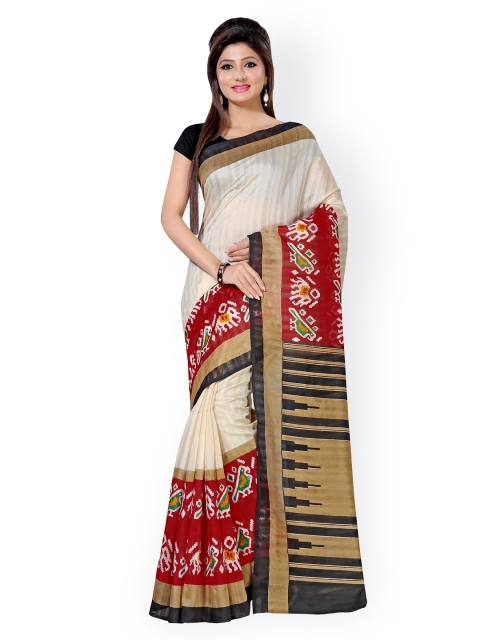 Saree mall Cream-Coloured Art Silk Printed Saree