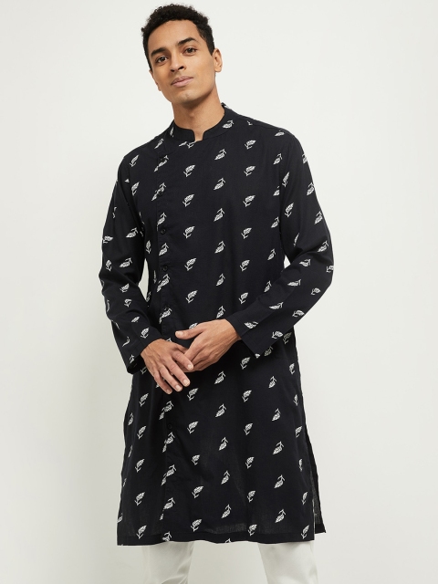 max Men Black Ethnic Motifs Kurta
