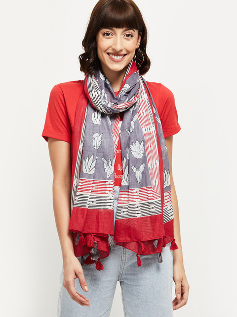 max Women Grey & Red Printed Scarf 
max Women Grey & Red Printed Scarf
