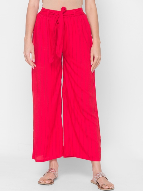 ZOLA Women Red Striped Ethnic Palazzos