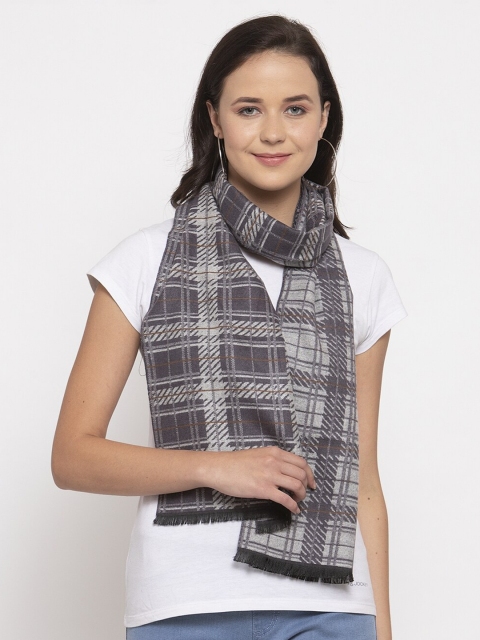 Calvadoss Women Grey Checked Premium Muffler