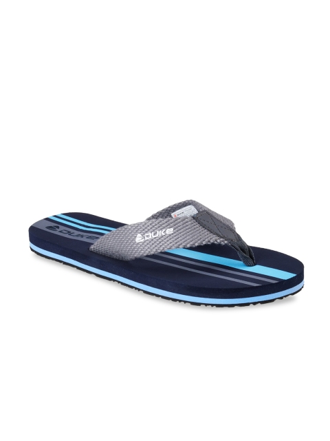 Duke Men Navy Blue & Grey Thong Flip-Flops
