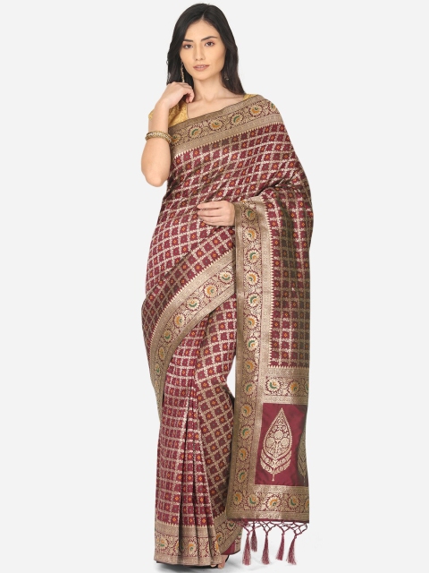 BOMBAY SELECTIONS Burgundy & Gold-Toned Woven Designed Banarasi Art Silk Saree
BOMBAY SELECTIONS Burgundy & Gold-Toned Woven Designed Banarasi Art Silk Saree